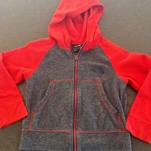 North face boys gray and orange fleece zip up jacket. Size XXS (5)